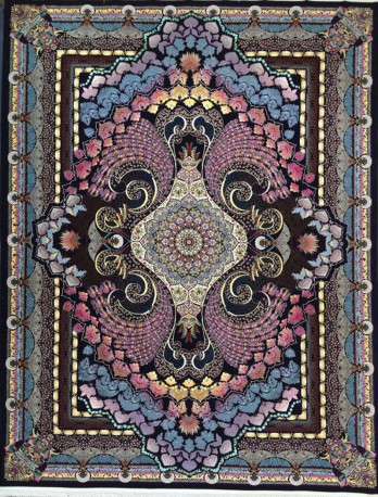 فرش ماشینی 1200 شانه-10 رنگ طرح طاووس کد Z1217
